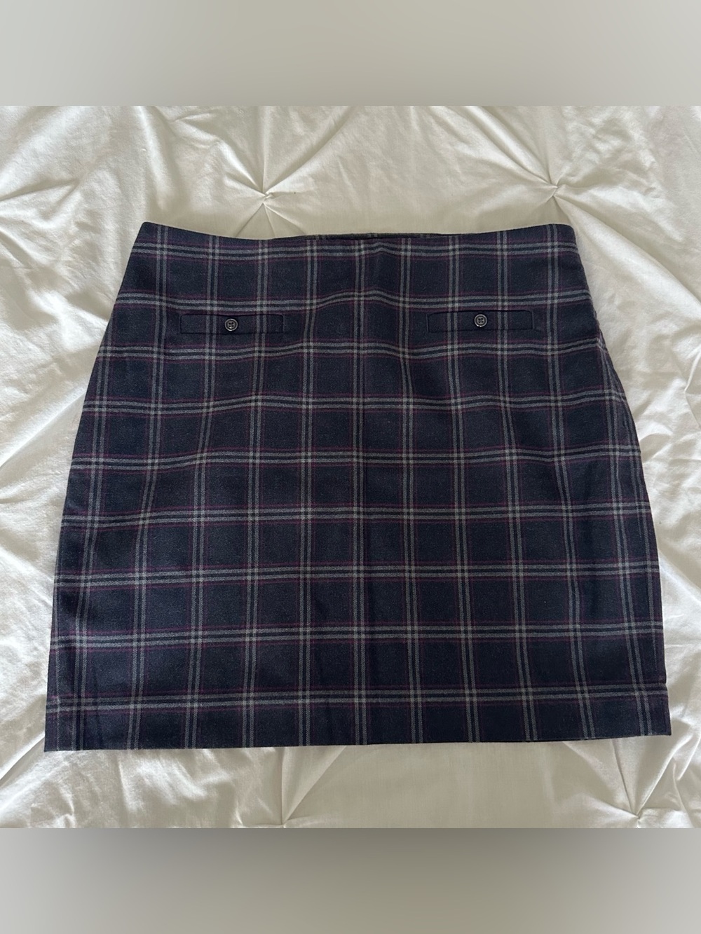 Banana Republic Plaid Mini Skirt in Gray and Purple